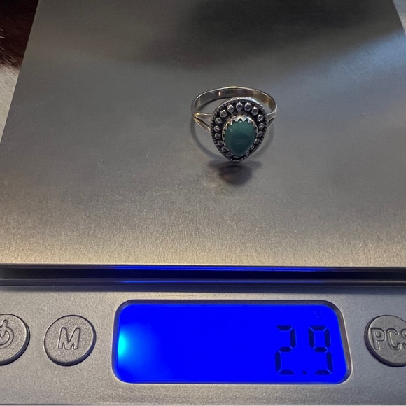 ❤️ Kingman Turquoise 925 Teardrop Beaded Style Ring Southwestern Navajo Size 6 - Picture 7 of 14